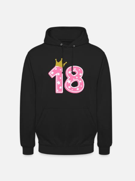 18 Krone 18° compleanno 18 anni - Felpa con cappuccio unisex - nero