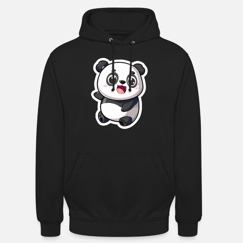 Exuberant Panda Buddy Sticker - Unisex Hoodie - black