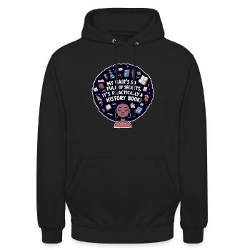 Historische Schätze Haarillustration - Unisex Hoodie - Schwarz - Vorne - Alina (178cm) & Michal (187cm)
