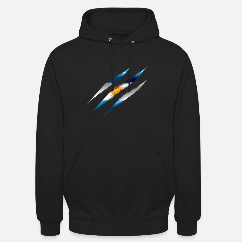 Le drapeau de l'Argentine se griffe les griffes - Sweat-shirt à capuche unisexe - noir