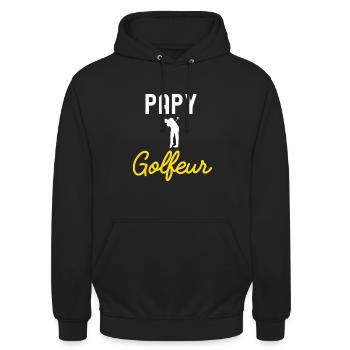 papy GOLFEUR - Sweat-shirt à capuche unisexe - noir - Devant - Alina (178cm) & Michal (187cm)