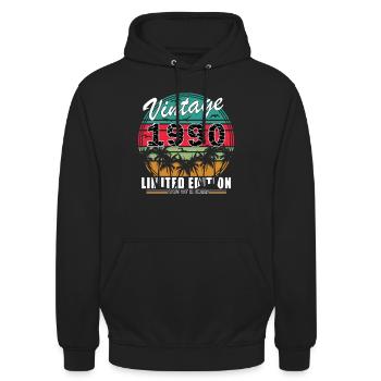1990 - Baujahr 1990 - Jahrgang 1990 - Unisex Hoodie - Schwarz - Vorne - Alina (178cm) & Michal (187cm)