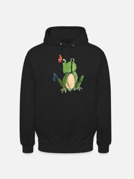 La grenouille et les papillons - Sweat-shirt à capuche unisexe - noir