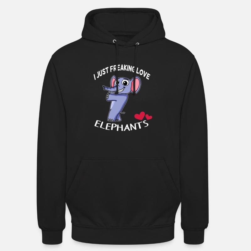 J'aime les éléphants - Sweat-shirt à capuche unisexe - noir