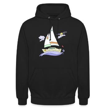 Sailboat - Unisex Hoodie - black - Front - Alina (178cm) & Michal (187cm)