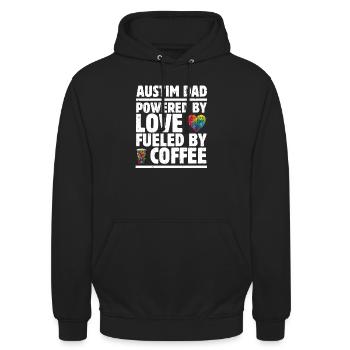 Austism Dad Powered by Love, Fueled by Coffee - Unisex Hoodie - black - Front - Alina (178cm) & Michal (187cm)