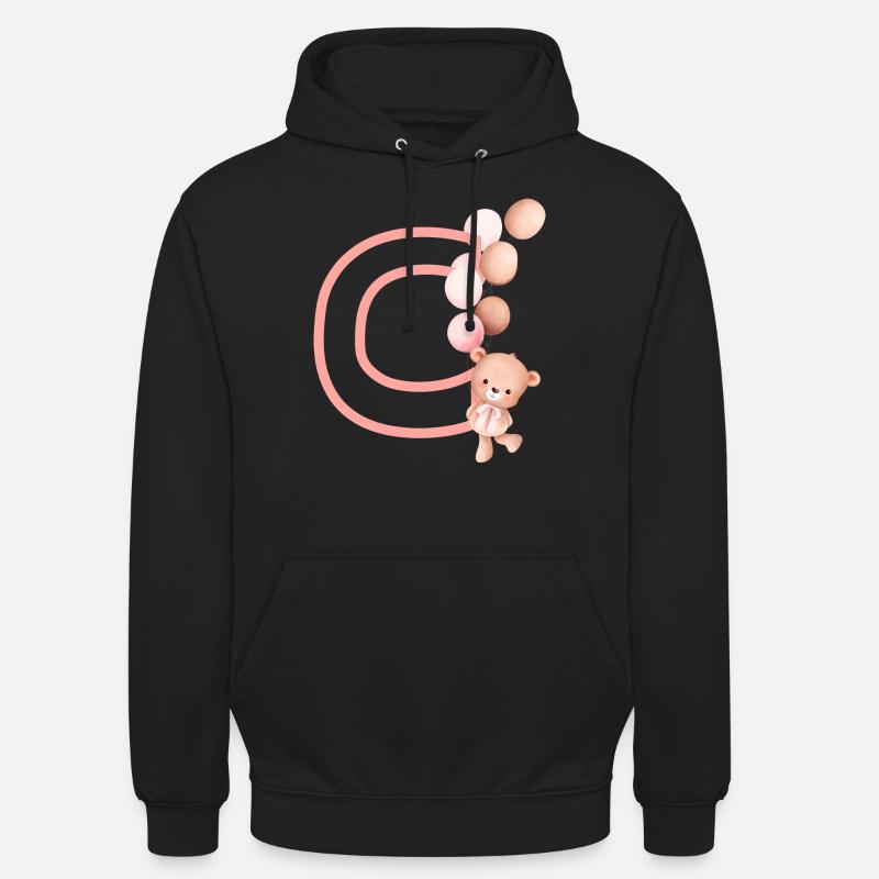 Buchstabe c rosa Bär - Unisex Hoodie - Schwarz