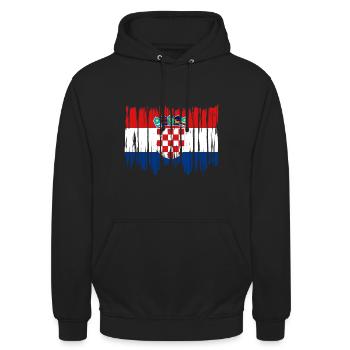 Kroatien Flagge Adria Zagreb Kroatische Fahne - Unisex Hoodie - Schwarz - Vorne - Alina (178cm) & Michal (187cm)