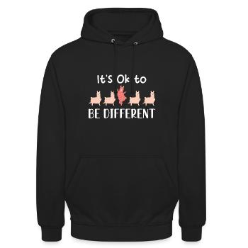 Its ok to be different funny Llamas Alpacas dance - Unisex Hoodie - Schwarz - Vorne - Alina (178cm) & Michal (187cm)