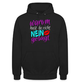 Schlager Damen Party Outfit - Unisex Hoodie - Schwarz - Vorne - Alina (178cm) & Michal (187cm)