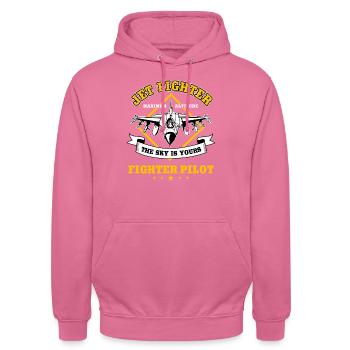 Avion de chasse pilote de chasse - Sweat-shirt à capuche unisexe - rose - Devant - Alina (178cm) & Michal (187cm)