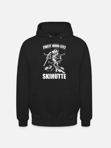 Zweitwohnsitz Skihütte Lustiger Skifahrer Spruch - Unisex Hoodie - Schwarz