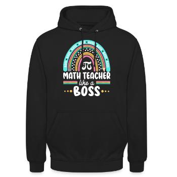Humour Prof de Maths Comme Boss Des Mathématiques - Sweat-shirt à capuche unisexe - noir - Devant - Alina (178cm) & Michal (187cm)