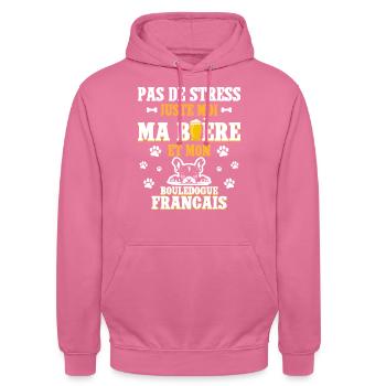Bière Papa Chien Bouledogue Français - Sweat-shirt à capuche unisexe - rose - Devant - Alina (178cm) & Michal (187cm)