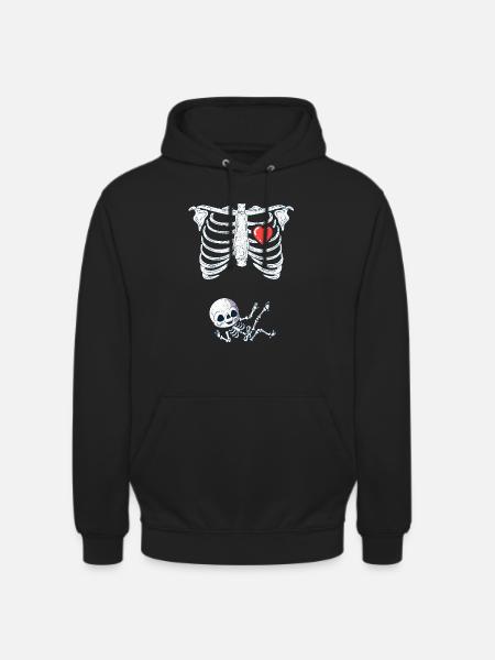 Funny Pregnancy Halloween Baby Mom Skeleton - Unisex Hoodie - black