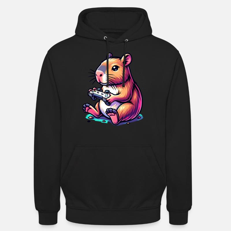Pixel Art Videojuegos Gamer Capibara - Sudadera con capucha unisex - negro