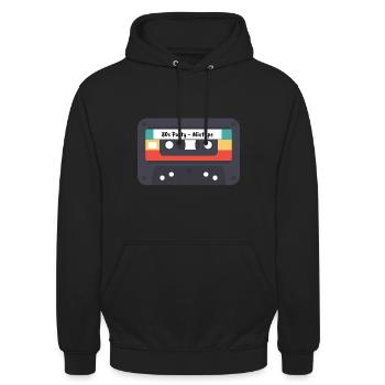 80s Mottoparty 80er Jahre Kleidung Herren u. Damen - Unisex Hoodie - Schwarz - Vorne - Alina (178cm) & Michal (187cm)