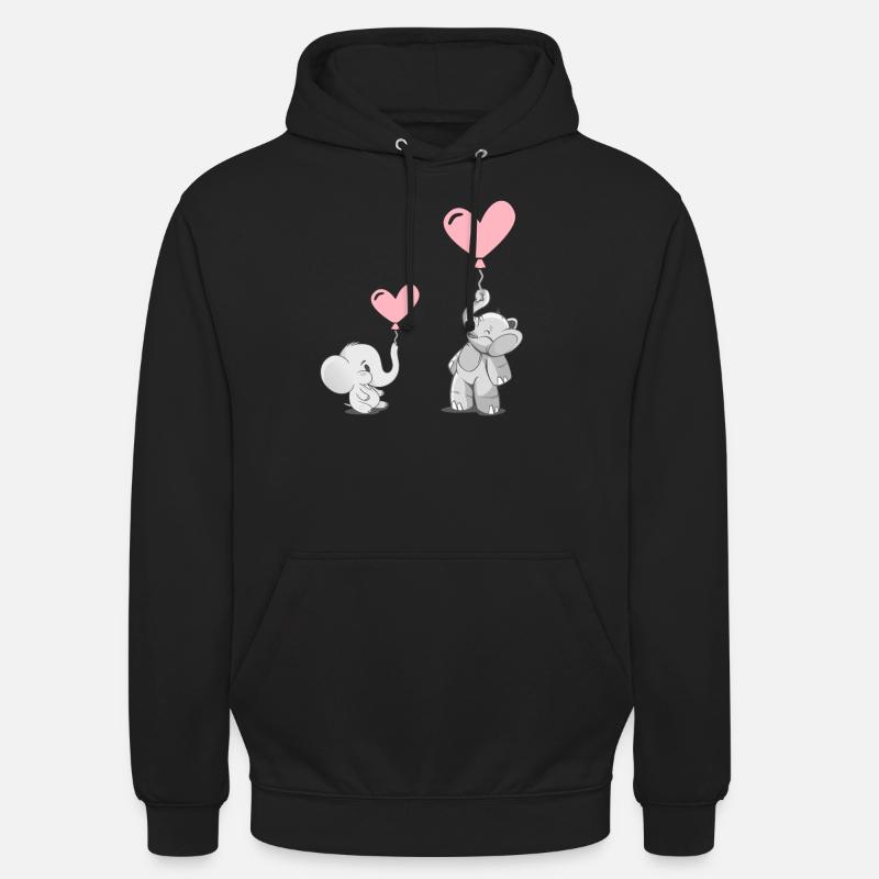 Éléphants mignons avec des ballons roses - Sweat-shirt à capuche unisexe - noir