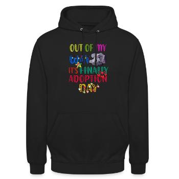 Out of My Way It's Finally Adoption Day Party - Unisex Hoodie - Schwarz - Vorne - Alina (178cm) & Michal (187cm)