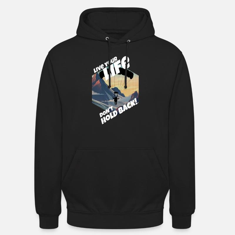 Parachutisme - Ventilateurs de parachute - Sweat-shirt à capuche unisexe - noir