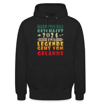 Hauptschulabschluss Abschluss Hauptschule 2024 - Unisex Hoodie - Schwarz - Vorne - Alina (178cm) & Michal (187cm)