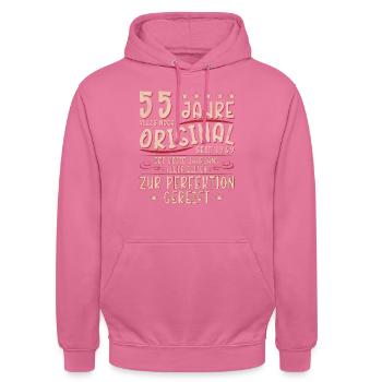 55. Geburtstag 55 Jahre - Unisex Hoodie - Pink - Vorne - Alina (178cm) & Michal (187cm)