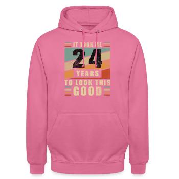 24 Jahre Vierundzwanzigster Geburtstag - Unisex Hoodie - Pink - Vorne - Alina (178cm) & Michal (187cm)
