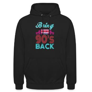 Ramenez les années 90. Années quatre-vingt-dix - Sweat-shirt à capuche unisexe - noir - Devant - Alina (178cm) & Michal (187cm)