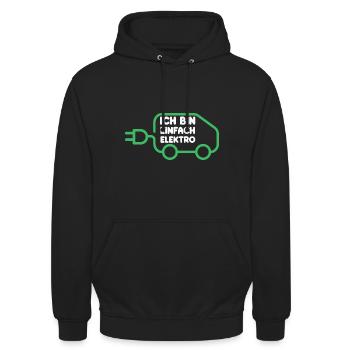 Ich bin einfach Elektro lustige Elektroauto Sprüch - Unisex Hoodie - Schwarz - Vorne - Alina (178cm) & Michal (187cm)