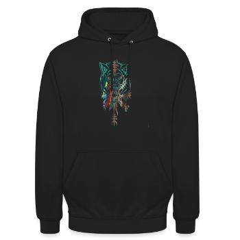 Wolf, Wikinger, germanen, asgard, midgard,valhalla - Unisex Hoodie - Schwarz - Vorne - Alina (178cm) & Michal (187cm)