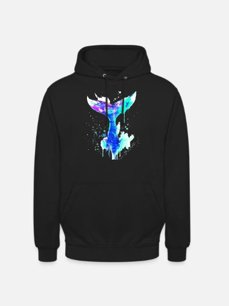 hvalfinne, finne, hval, hval, graffiti - Hættetrøje unisex - sort