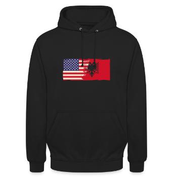 Republic of Albania Albania Shqipëria Tirana Albanians - Unisex Hoodie - black - Front - Alina (178cm) & Michal (187cm)