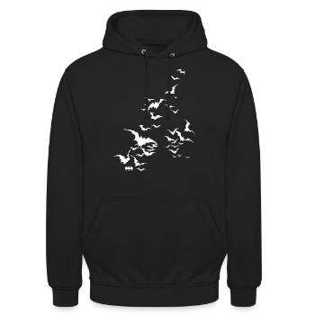 Batman Fledermaus Schwarm weiß - Unisex Hoodie - Schwarz - Vorne - Alina (178cm) & Michal (187cm)