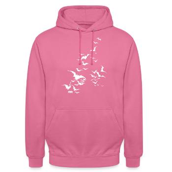 Batman Fledermaus Schwarm weiß - Unisex Hoodie - Pink - Vorne - Alina (178cm) & Michal (187cm)