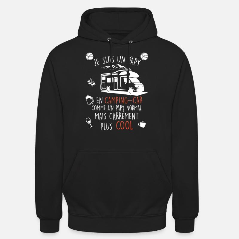 Papy cool en camping-car - Sweat-shirt à capuche unisexe - noir