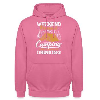Camping Forecast Beer Tent Mountains Hiking Camper - Unisex Hoodie - pink - Front - Alina (178cm) & Michal (187cm)