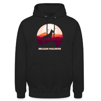 Berger belge malinois - Sweat-shirt à capuche unisexe - noir - Devant - Alina (178cm) & Michal (187cm)