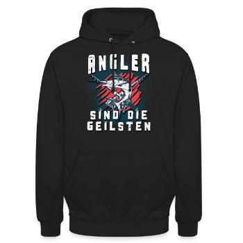 Angler sind die geilsten - Unisex Hoodie - Schwarz - Vorne - Alina (178cm) & Michal (187cm)