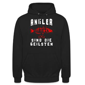 Angler sind die geilsten - Unisex Hoodie - Schwarz - Vorne - Alina (178cm) & Michal (187cm)
