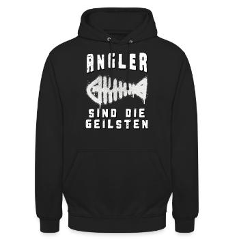 Angler sind die geilsten - Unisex Hoodie - Schwarz - Vorne - Alina (178cm) & Michal (187cm)