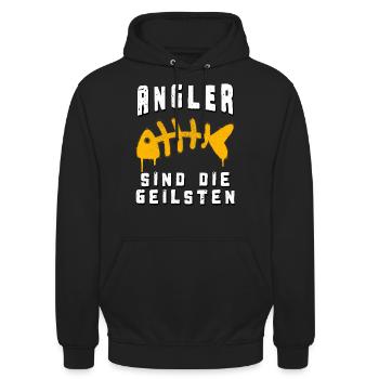 Angler sind die geilsten - Unisex Hoodie - Schwarz - Vorne - Alina (178cm) & Michal (187cm)