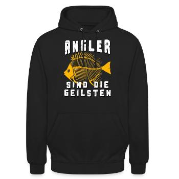 Angler sind die geilsten - Unisex Hoodie - Schwarz - Vorne - Alina (178cm) & Michal (187cm)
