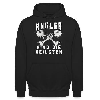 Angler sind die geilsten - Unisex Hoodie - Schwarz - Vorne - Alina (178cm) & Michal (187cm)