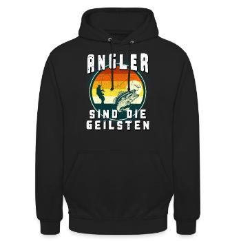 Angler sind die geilsten - Unisex Hoodie - Schwarz - Vorne - Alina (178cm) & Michal (187cm)