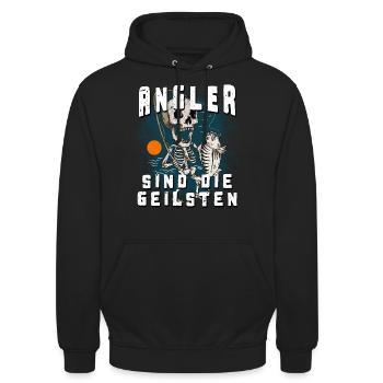 Angler sind die geilsten - Unisex Hoodie - Schwarz - Vorne - Alina (178cm) & Michal (187cm)