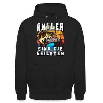 Angler sind die geilsten - Unisex Hoodie - Schwarz - Vorne - Alina (178cm) & Michal (187cm)