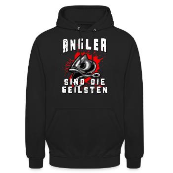 Angler sind die geilsten - Unisex Hoodie - Schwarz - Vorne - Alina (178cm) & Michal (187cm)