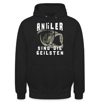 Angler sind die geilsten - Unisex Hoodie - Schwarz - Vorne - Alina (178cm) & Michal (187cm)