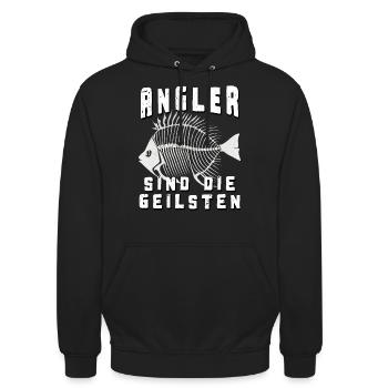 Angler sind die geilsten - Unisex Hoodie - Schwarz - Vorne - Alina (178cm) & Michal (187cm)