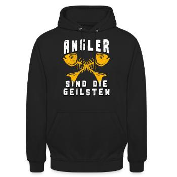 Angler sind die geilsten - Unisex Hoodie - Schwarz - Vorne - Alina (178cm) & Michal (187cm)